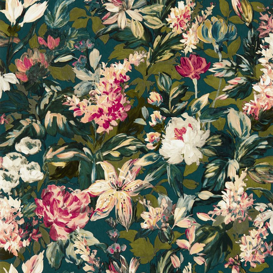 Purchase W0158/04 Lilum, Green Floral - Clarke And Clarke Wallpaper