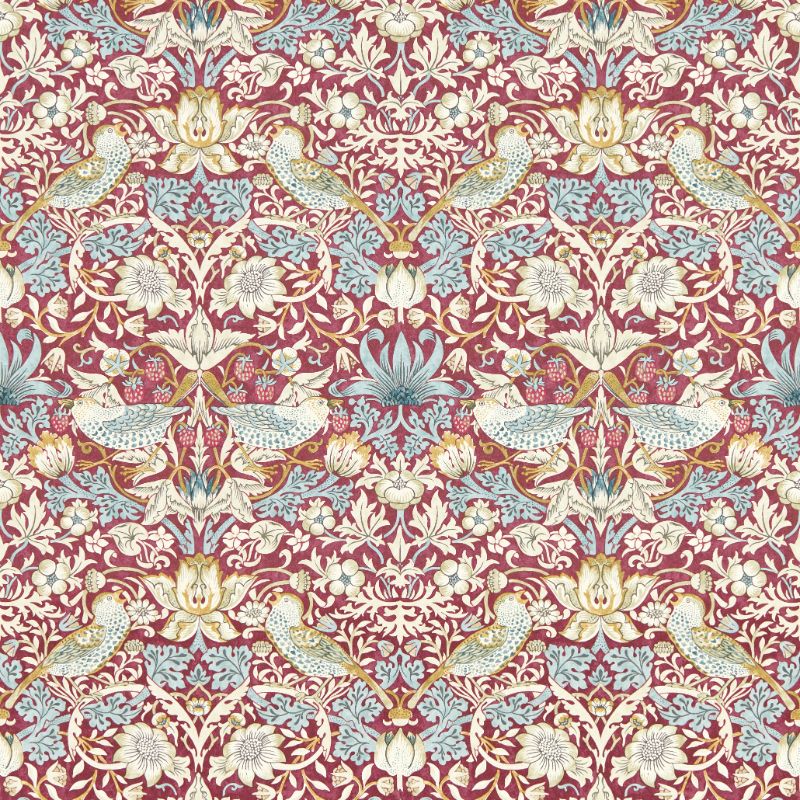 Sample - W0171/04.Cac.0 | Strawberry Thief, Purple Animals - Clarke And Clarke Wallpaper