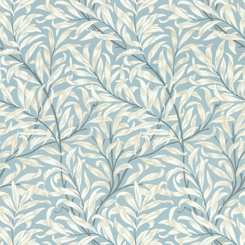 Sample - W0172/02.Cac.0 | Willow Boughs, Grey Leaf - Clarke And Clarke Wallpaper