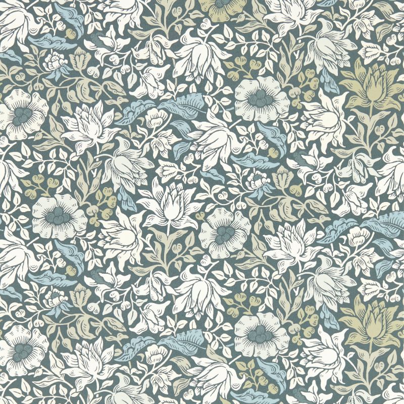 Sample - W0173/01.Cac.0 | Mallow, Blue Jacobean - Clarke And Clarke Wallpaper