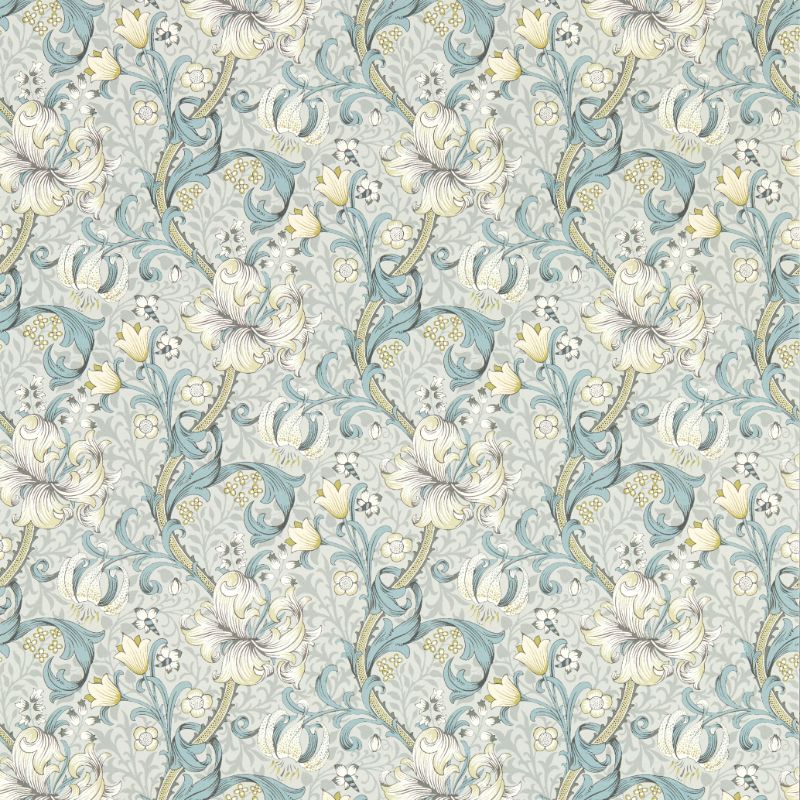 Purchase W0174/02.Cac.0 Golden Lily, Blue Damask - Clarke And Clarke Wallpaper