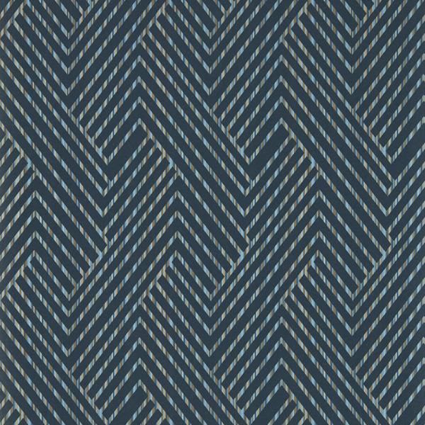 Sample - W0181/04 | Grassetto, Blue Chevron - Clarke & Clarke Wallpaper - W0181/04.Cac.0