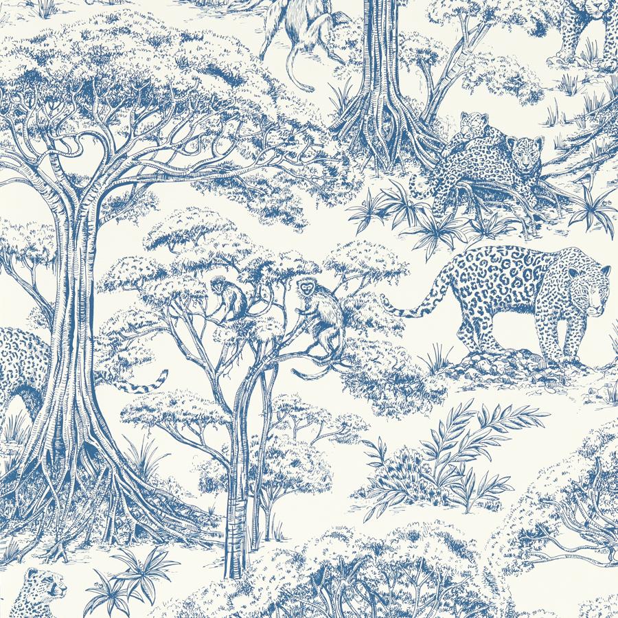 Purchase W0185/01 Kisumu, Blue Toile - Clarke And Clarke Wallpaper