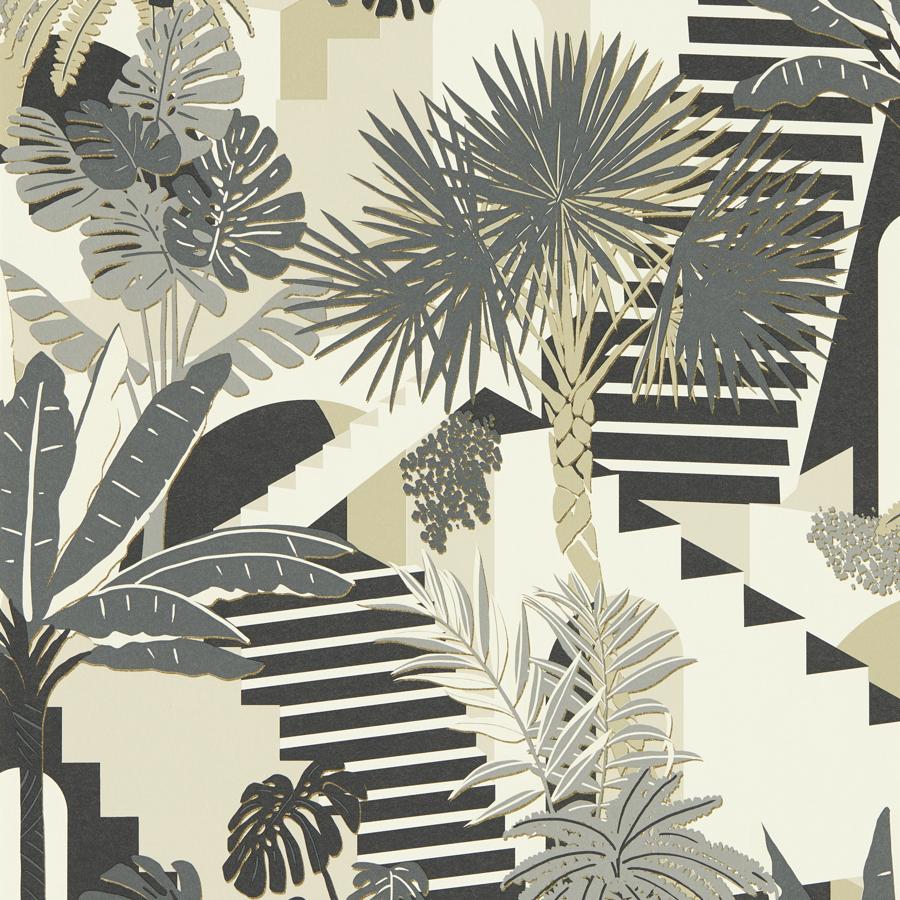 Sample - W0186/01-Cac | Malindi, Grey Tropical - Clarke And Clarke Wallpaper - W0186/01.Cac.0
