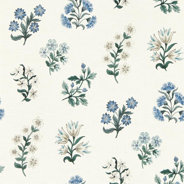 Sample - W0194/03 | Leiden, Blue Botanical - Clarke And Clarke Wallpaper