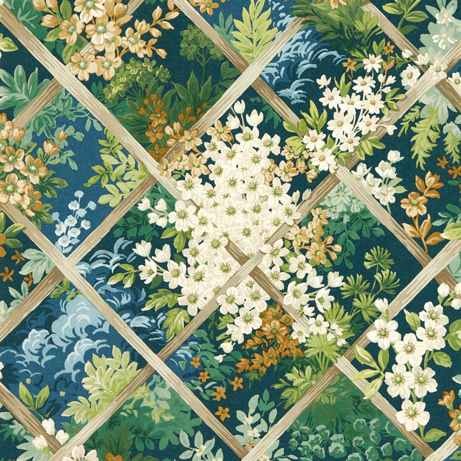 Purchase W0195/01 Maymont, Green Lattice - Clarke And Clarke Wallpaper