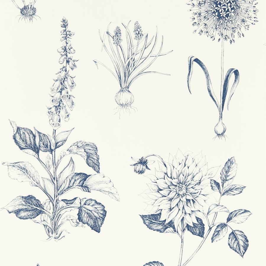 Purchase W0197/03 Roseraie, Blue Botanical - Clarke And Clarke Wallpaper