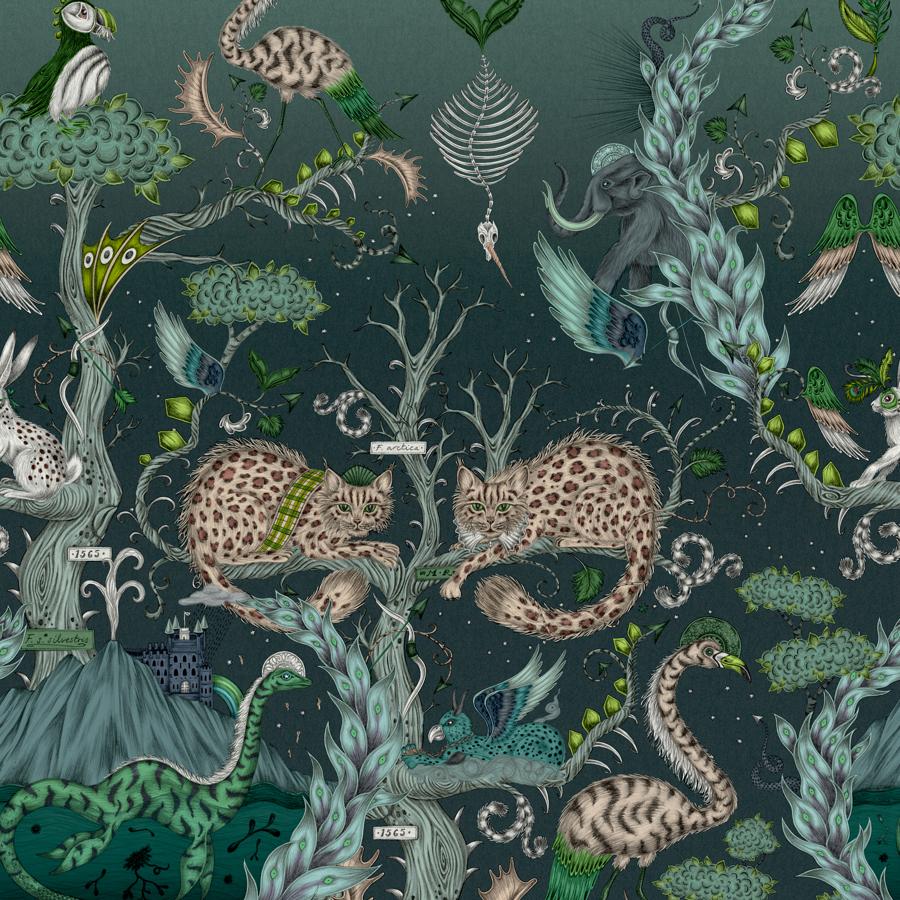 Purchase W0202/01 Highland, Green Novelty - Clarke & Clarke Wallpaper