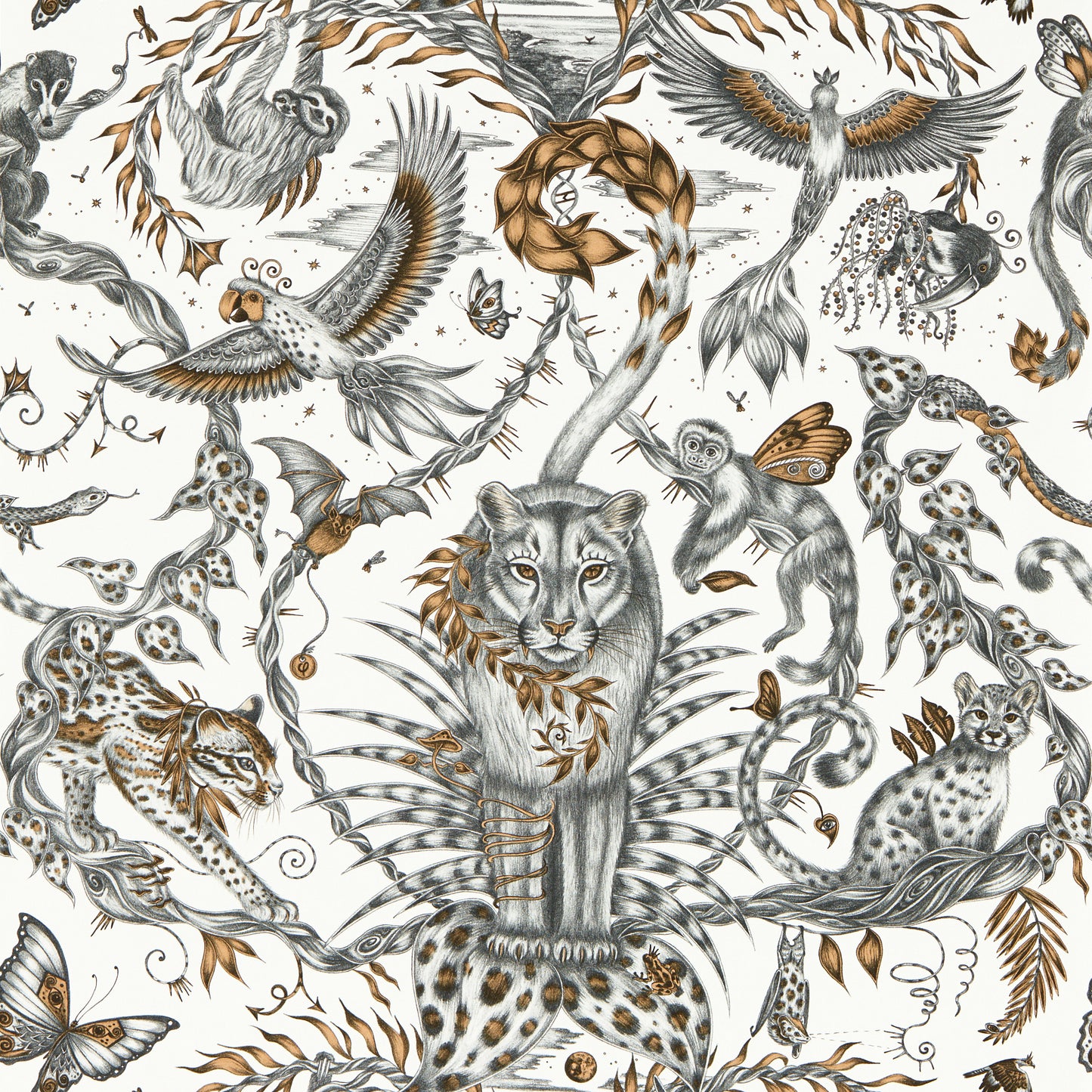Purchase W0213/01 Bosque Dreams, Grey Animals - Clarke And Clarke Wallpaper