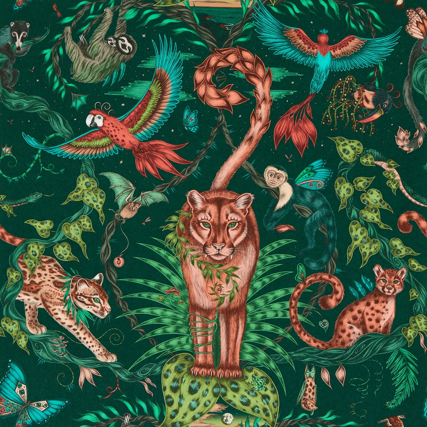 Sample - W0213/02 | Bosque Dreams, Multi Color Animals - Clarke And Clarke Wallpaper