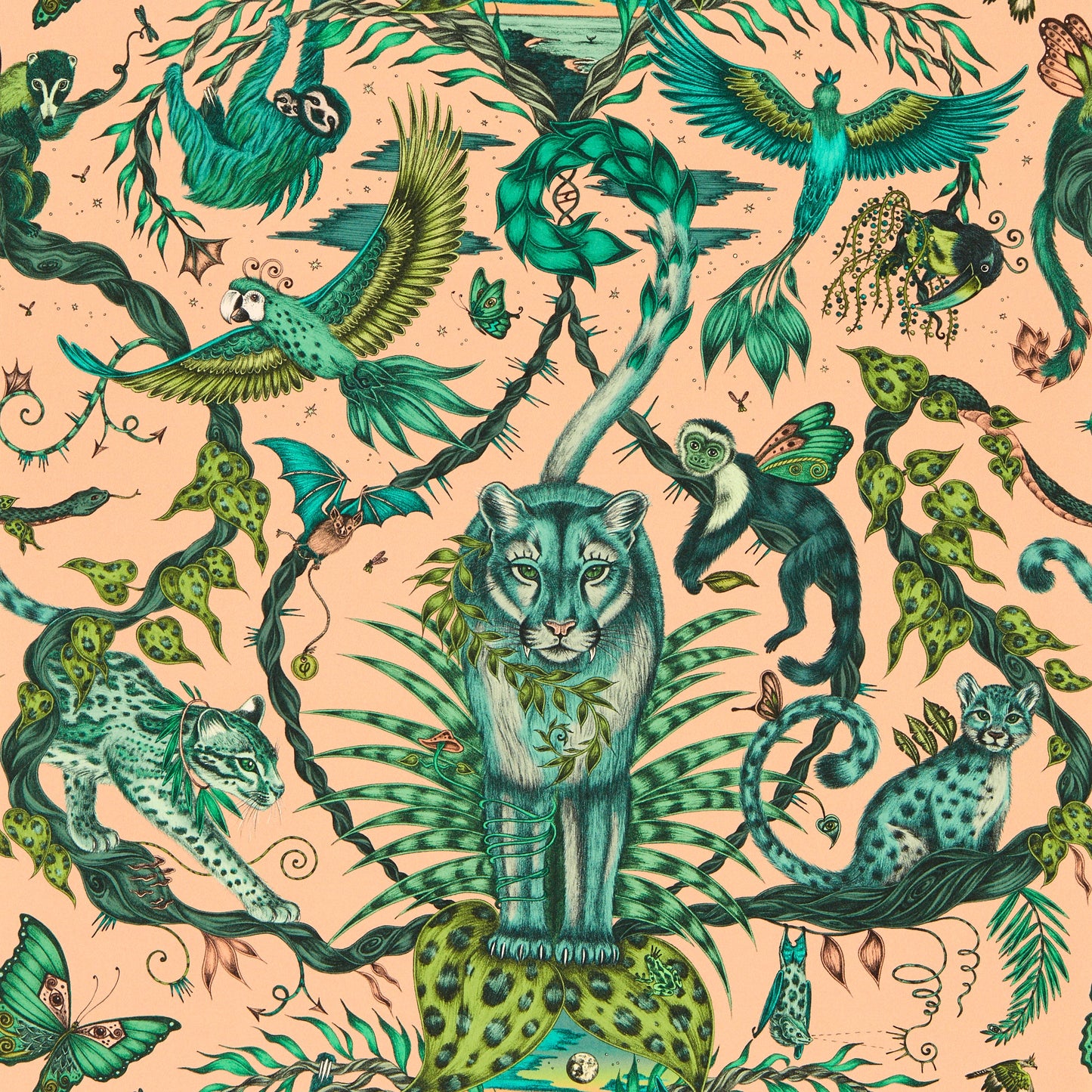 Sample - W0213/04 | Bosque Dreams, Multi Color Animals - Clarke And Clarke Wallpaper