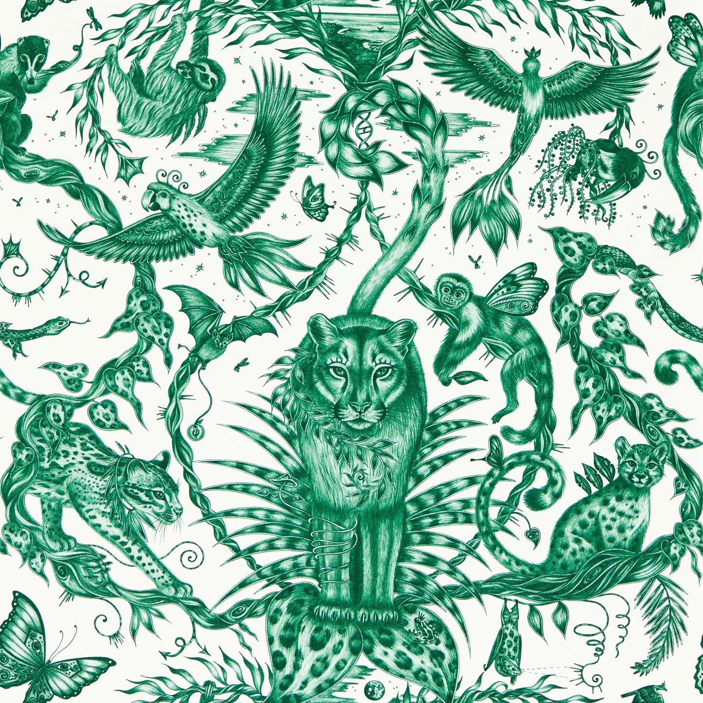 Purchase W0213/05 Bosque Dreams, Green Animals - Clarke And Clarke Wallpaper