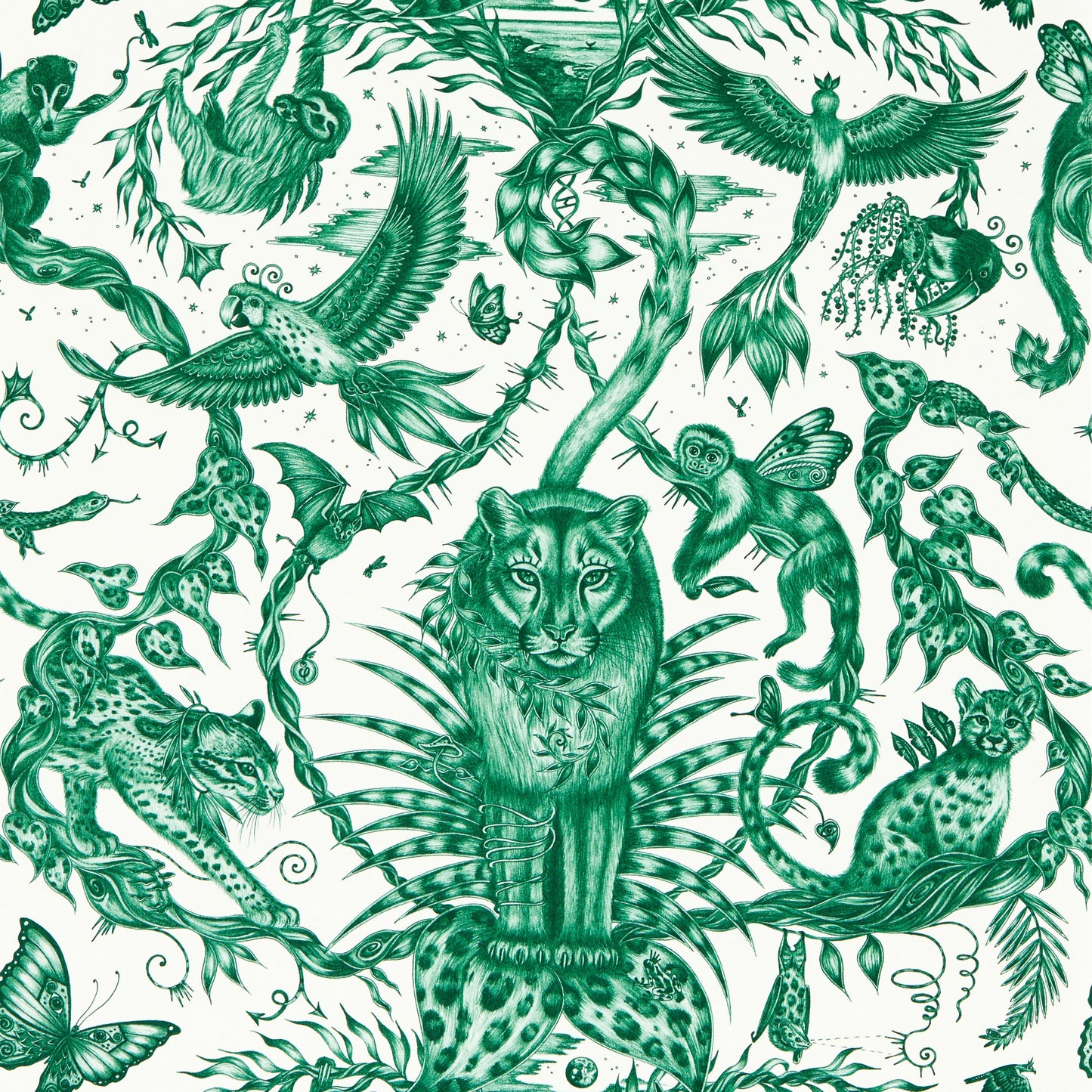 Sample - W0213/05 | Bosque Dreams, Green Animals - Clarke And Clarke Wallpaper