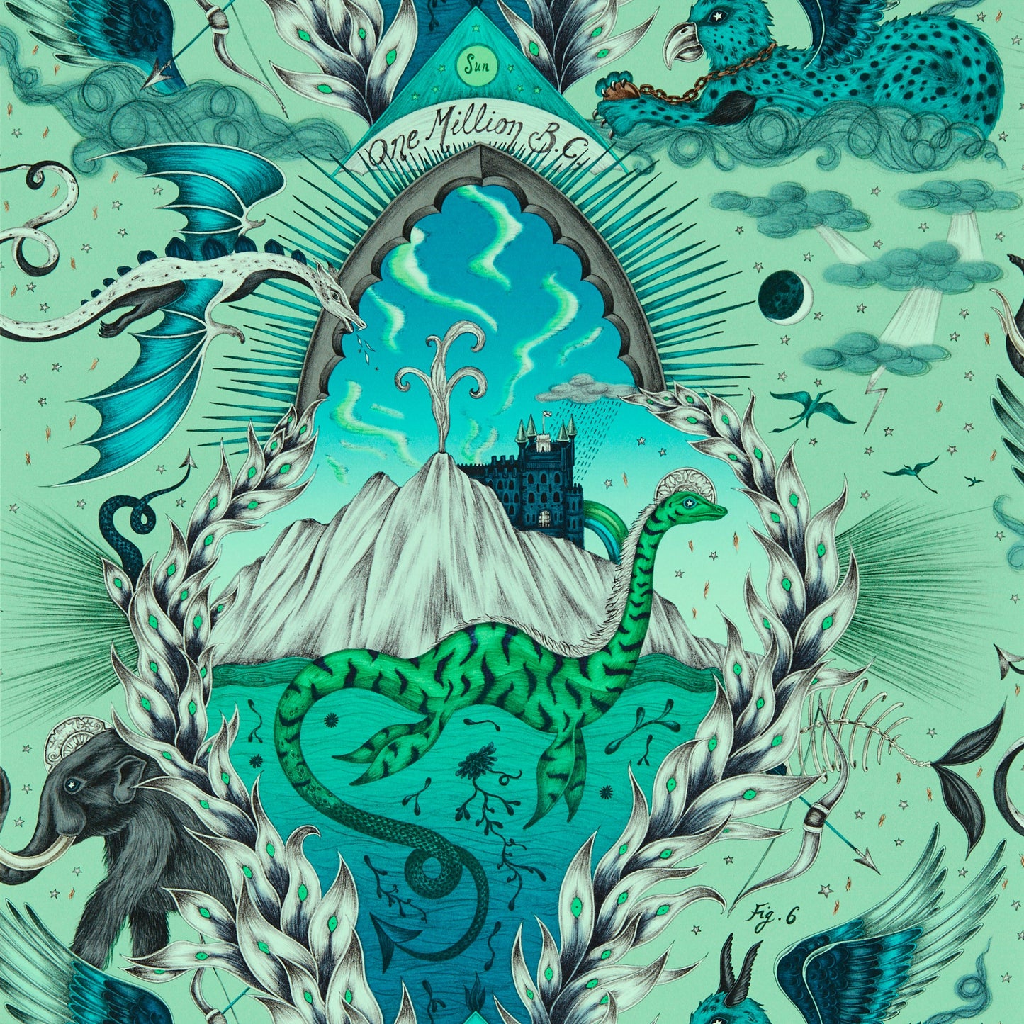 Sample - W0214/02 | Highlandia, Green Novelty - Clarke And Clarke Wallpaper