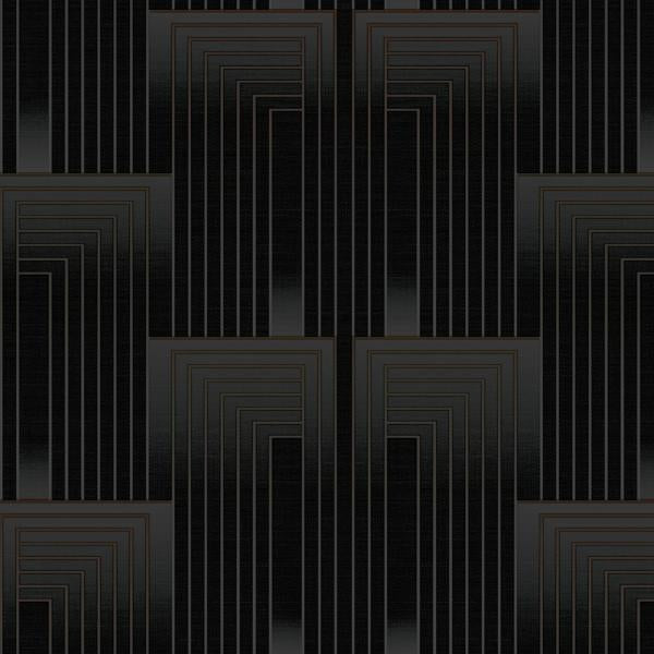 Sample - W3861.811.0 | Kravet Design, Black Geometric - Kravet Design Wallpaper