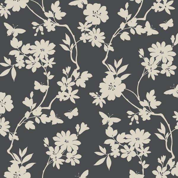Sample - W3870.21.0 | Kravet Design, Black Floral - Kravet Design Wallpaper