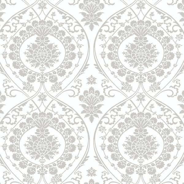 Purchase W3889.1101.0 Kravet Design, Grey Damask - Kravet Design Wallpaper
