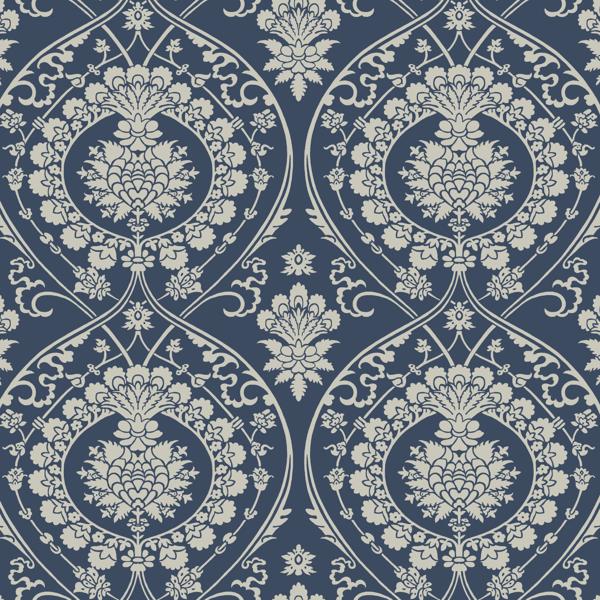 Purchase W3889.50.0 Kravet Design, Blue Damask - Kravet Design Wallpaper