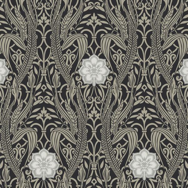 Purchase W3894.8106.0 Kravet Design, Black Damask - Kravet Design Wallpaper