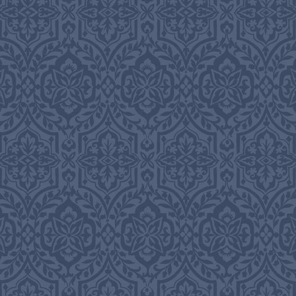 Sample - W3895.550.0 | Kravet Design, Blue Damask - Kravet Design Wallpaper