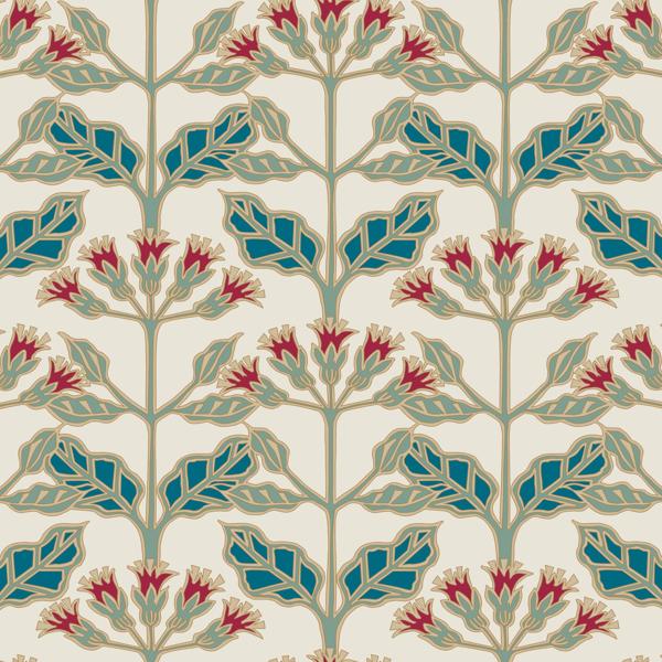 Sample - W3924.319.0 | W3924, Red Botanical - Kravet Design Wallpaper
