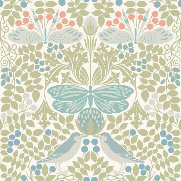 Sample - W3929.315.0 | W3929, Green Insects - Kravet Design Wallpaper