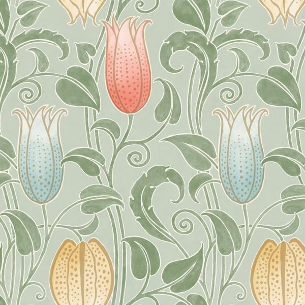 Purchase W3933.340.0 W3933, Green Floral - Kravet Design Wallpaper
