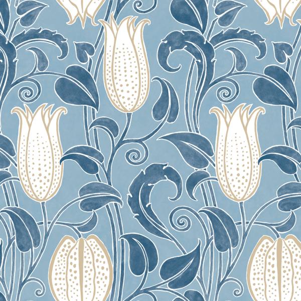 Purchase W3933.516.0 W3933, Blue Floral - Kravet Design Wallpaper