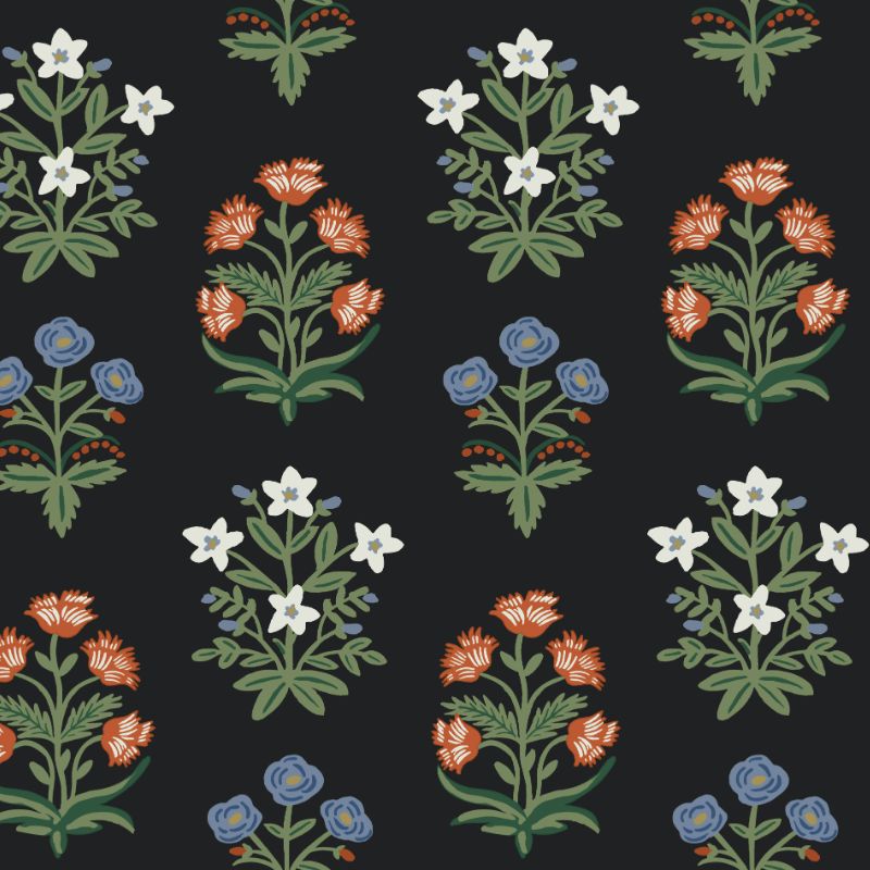 Sample - W3942.819.0 | Kravet Design, Black Botanical - Kravet Design Wallpaper