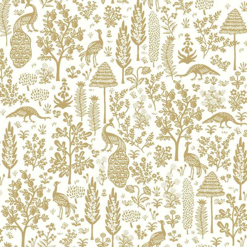 Sample - W3951.4.0 | Kravet Design, Gold Animals - Kravet Design Wallpaper