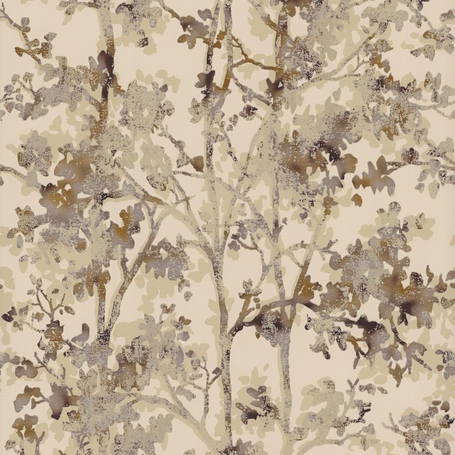Sample - W4113-416 | Kravet Design, Brown Botanical - Kravet Design Wallpaper - W4113.416.0