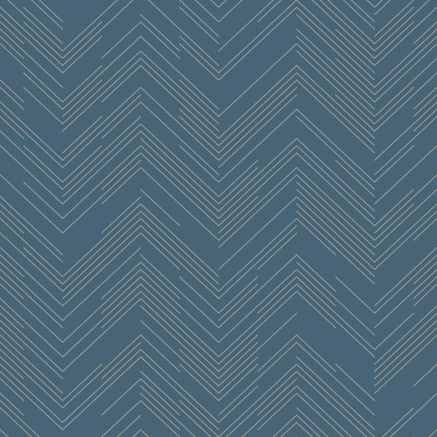 Sample - W4114-511 | Kravet Design, Blue Chevron - Kravet Design Wallpaper - W4114.511.0