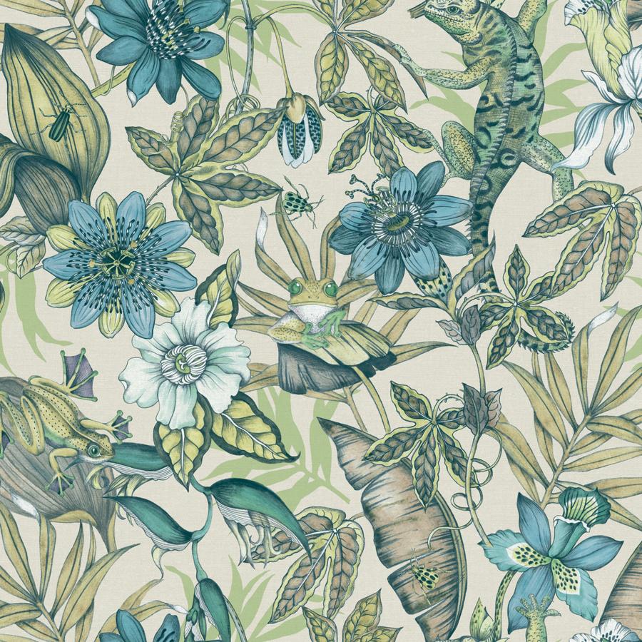 Sample - W4131-353 | Kravet Design, Blue Botanical - Kravet Design Wallpaper - W4131.353.0