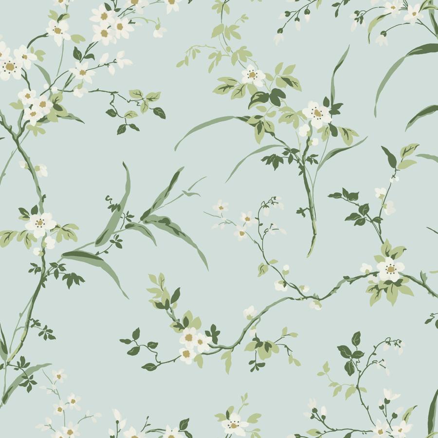 Sample - W4135-13 | Kravet Design, Blue Botanical - Kravet Design Wallpaper - W4135.13.0