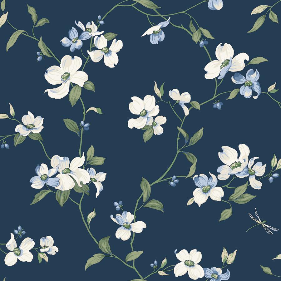 Sample - W4137-50 | Kravet Design, Blue Botanical - Kravet Design Wallpaper - W4137.50.0