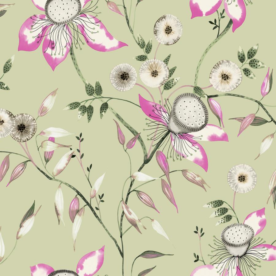 Sample - W4140-317 | Kravet Design, Pink Botanical - Kravet Design Wallpaper - W4140.317.0