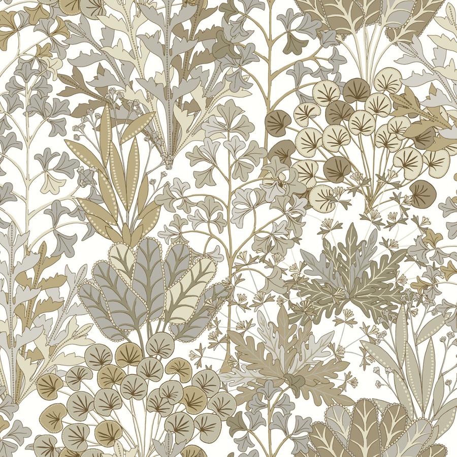 Sample - W4142-106 | Kravet Design, Brown Botanical - Kravet Design Wallpaper - W4142.106.0