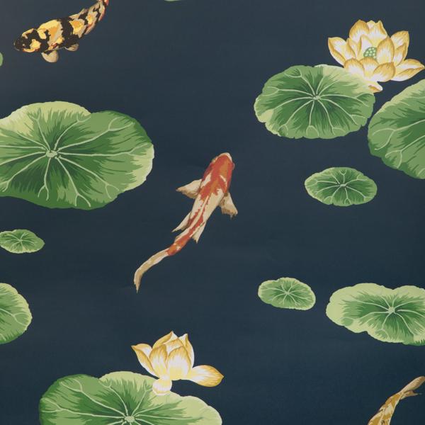 Sample - W4146-315 | Lotus Pond Wp, Blue Animals - Kravet Wallpaper - W4146.315.0