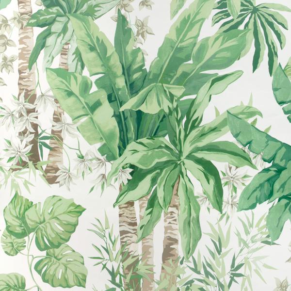 Sample - W4148-311 | Junglewood Pnl, Green Botanical - Kravet Wallpaper - W4148.311.0
