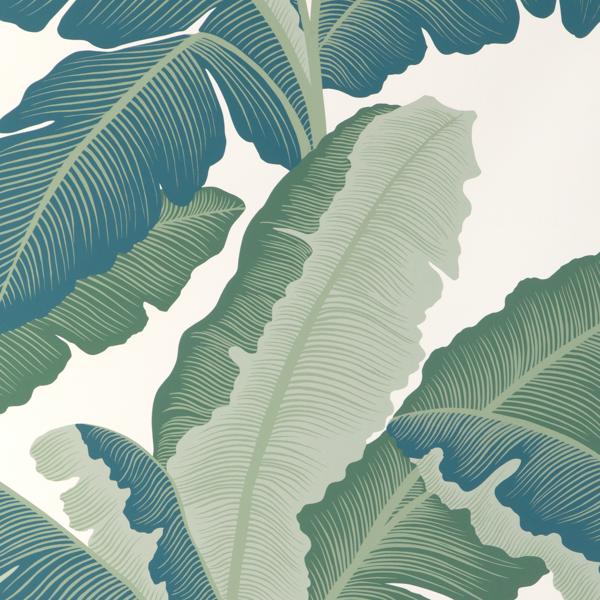 Sample - W4151-355 | Isla Royal Wp, Blue Botanical - Kravet Wallpaper - W4151.355.0