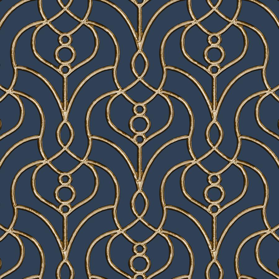 Sample - W4161-50 | Kravet Design, Blue Lattice - Kravet Design Wallpaper - W4161.50.0