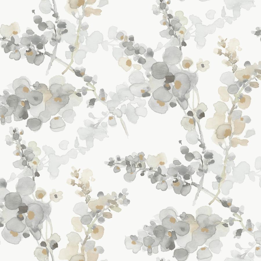 Sample - W4165-11 | Kravet Design, Grey Botanical - Kravet Design Wallpaper - W4165.11.0