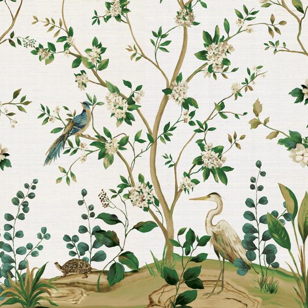 Sample - W4189-316 | Kravet Design, Green Botanical - Kravet Wallpaper - W4189.316.0