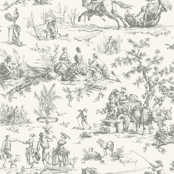 Sample - W4237-1101 | Kravet Design, Grey Toile - Kravet Design Wallpaper - W4237.1101.0
