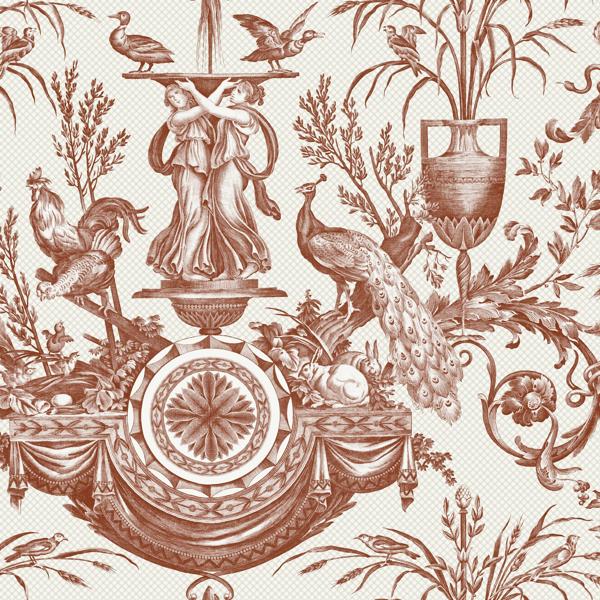 Sample - W4239-24 | Kravet Design, Red Toile - Kravet Design Wallpaper - W4239.24.0