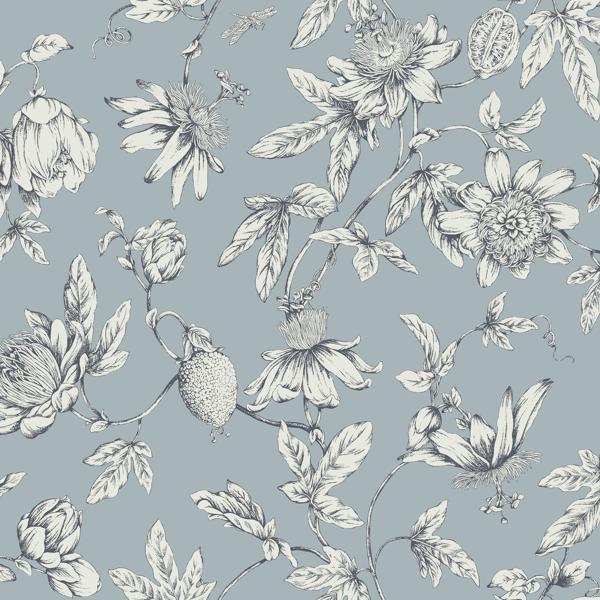 Sample - W4240-15 | Kravet Design, Blue Toile - Kravet Design Wallpaper - W4240.15.0