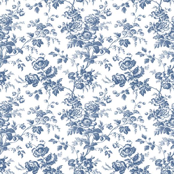 Sample - W4243-5 | Kravet Design, Blue Floral - Kravet Design Wallpaper - W4243.5.0