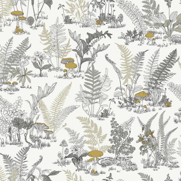 Sample - W4244-411 | Kravet Design, Brown Botanical - Kravet Design Wallpaper - W4244.411.0