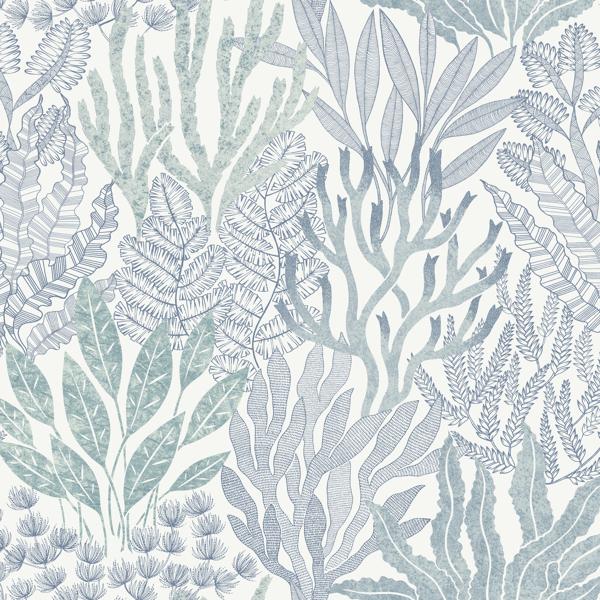 Sample - W4246-15 | Kravet Design, Blue Botanical - Kravet Design Wallpaper - W4246.15.0
