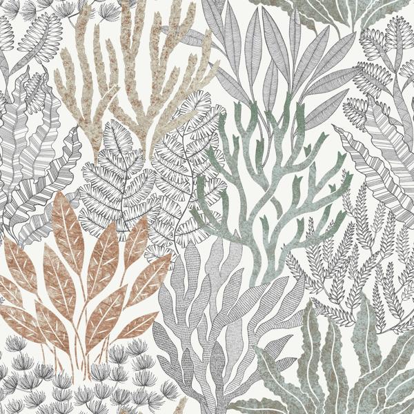 Sample - W4246-24 | Kravet Design, Green Botanical - Kravet Design Wallpaper - W4246.24.0
